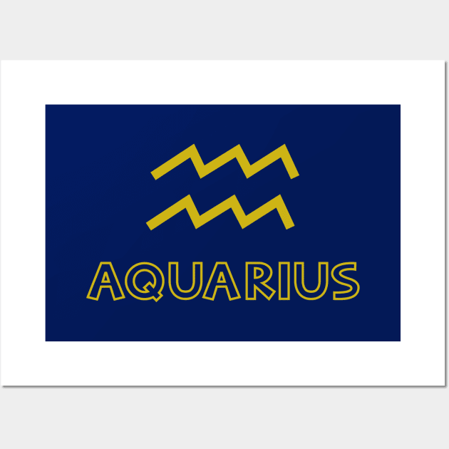 Astrology Aquarius Sign Symbol Gold Wall Art by NataliePaskell